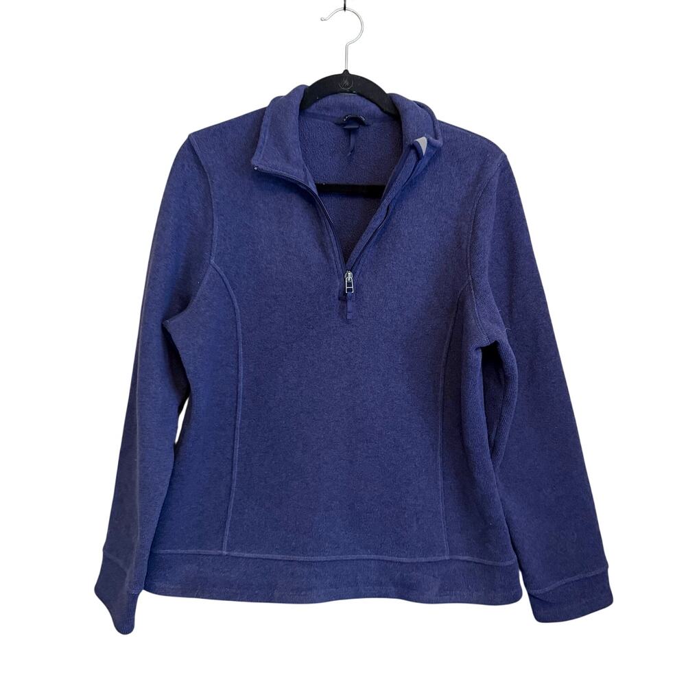 Lands' End Women Quarter Zip Fleece Jacket M Blue Outdoor Gorpcore Hiking Sporty